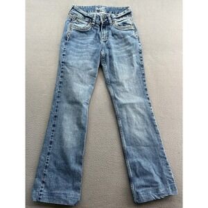 Wrangler Boot Cut Jeans Womens Sz 7 Blue Mid Rise Stretch Denim Western Style